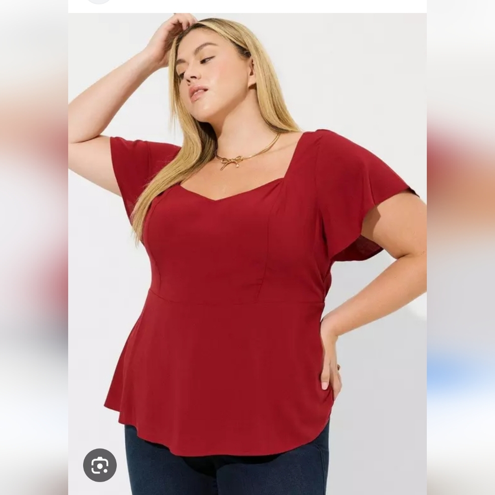 Red Peplum Sweetheart Top